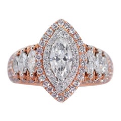 Ein atemberaubender Diamantring mit 0,70 Karat Marquise-Diamant aus 18 Karat Roségold