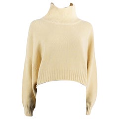 CELINE yellow cashmere 2023 CROPPED HIGH NECK Sweater XS