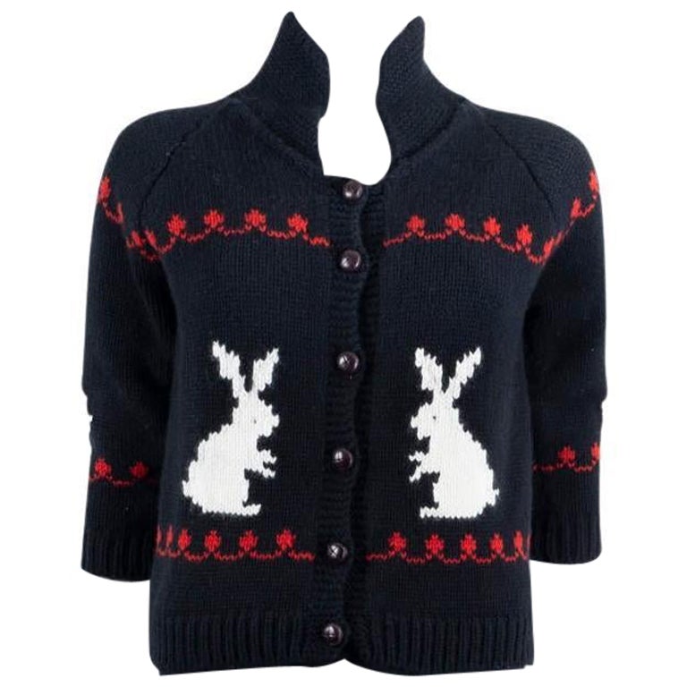 CHRISTIAN DIOR black wool & cashmere 2021 DIORAMOUR RABBI Cardigan Sweater 36 XS