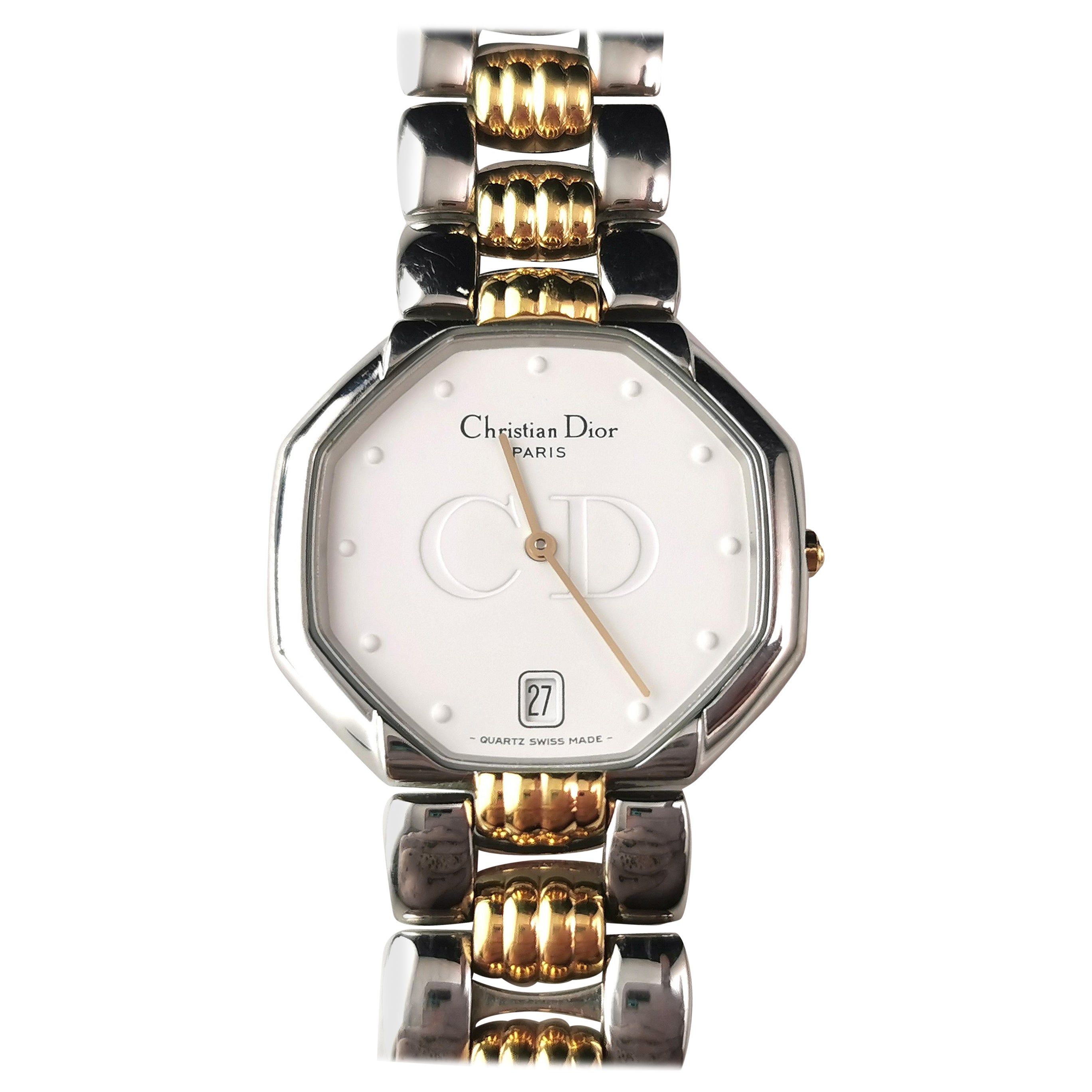 Vintage Christian Dior Octagon wristwatch, D45-204, Boxed 