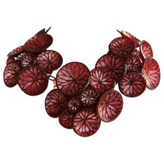 Burgundy and Red Metallic French Statement Necklace  