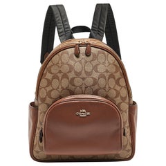 Coach Brown/Beige Signature Signature Coated Canvas and Leather Court Backpack
