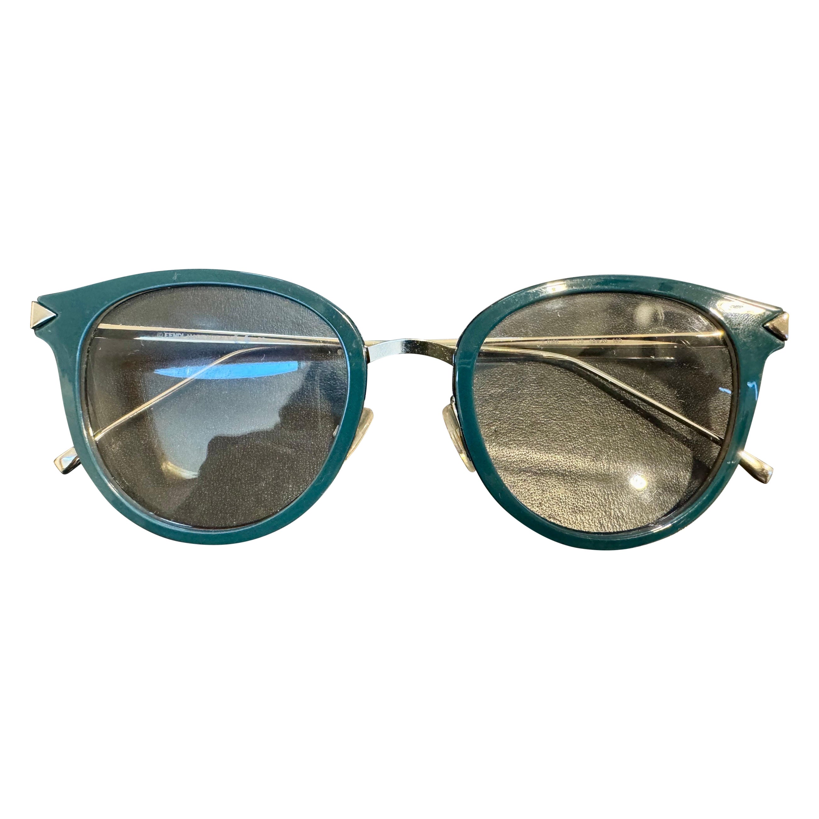Fendi FF 0166 V59 48-20 140 Optical Blue Gold Eyeglasses For Sale