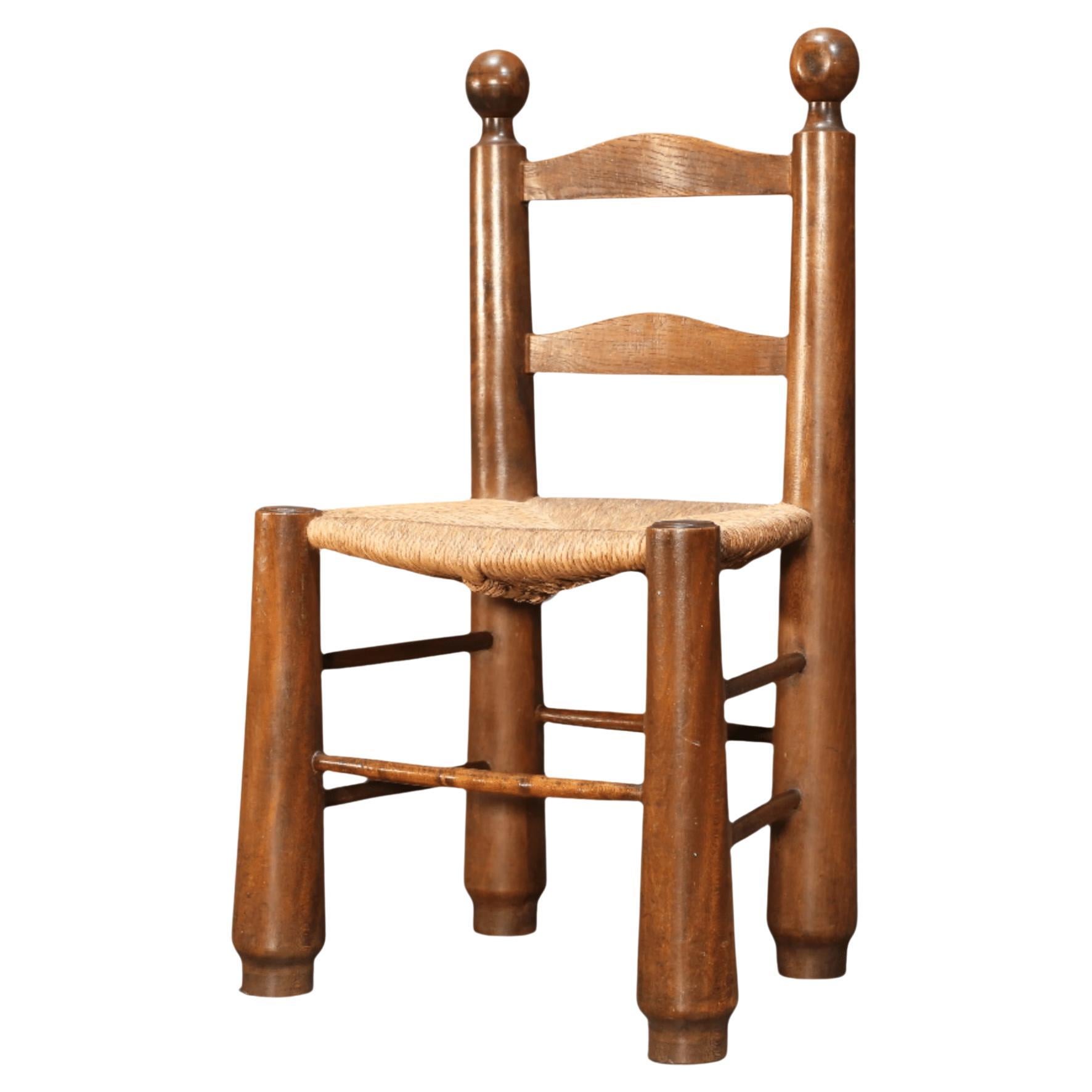 Charles Dudouyt Vintage Oak Dining Chair For Sale