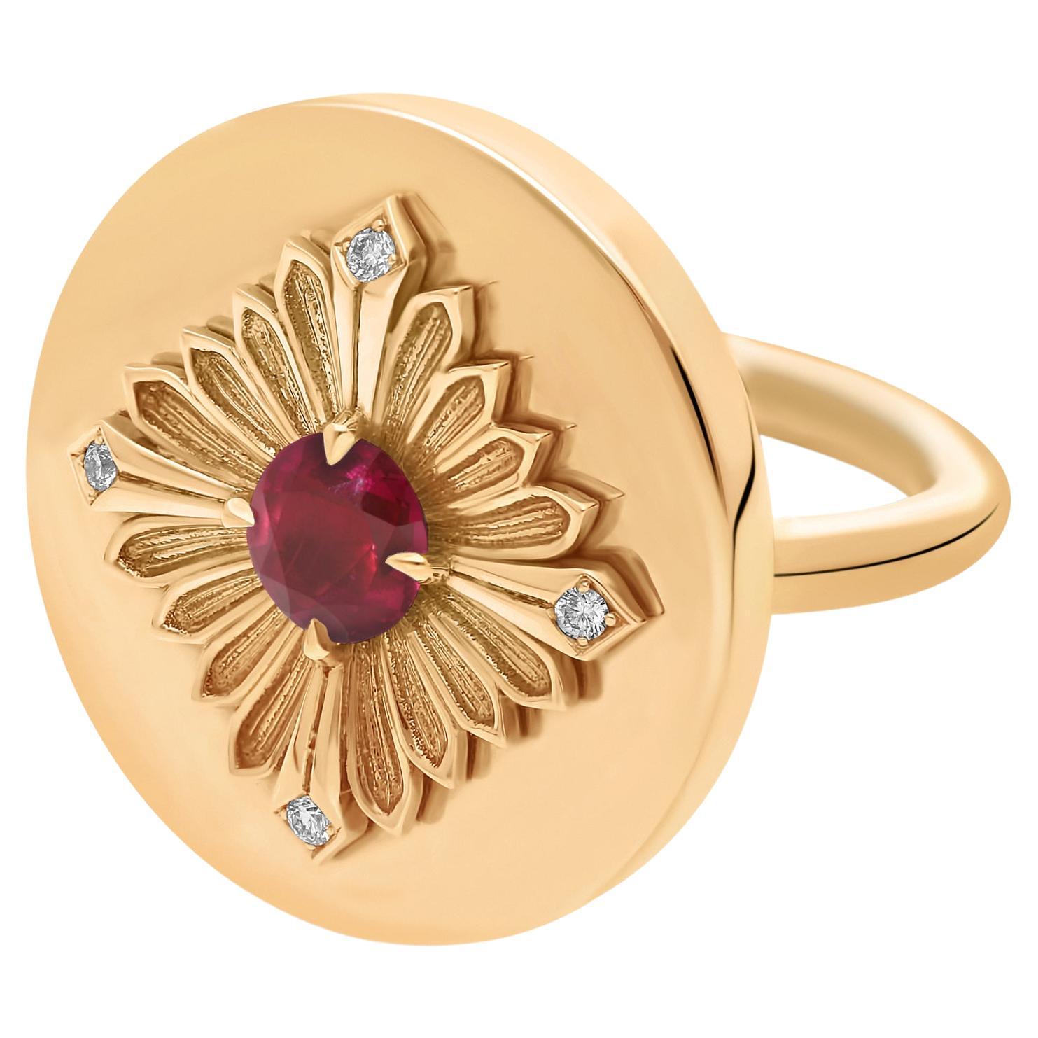 For Sale:  Tag Ring, Yellow Gold, Ruby