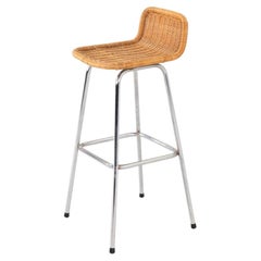 2000s Pair of Dirk van Sliedrecht for Rohe Noordwolde Rattan Bar Stools
