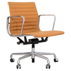 2020s Herman Miller Eames Aluminum Group Management Desk Chair in Camel Leather