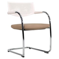 2014 Antonio Citterio for Vitra Visavis 2 Stacking Dining Chair in Beige Leather