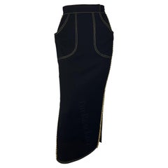 F/W 1992 Gianni Versace Runway Ad Rhinestone Gold Slit Full Length Skirt