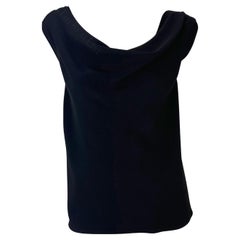1980s Saint Laurent Rive Gauche Black Cowl Neck Sleeveless Top