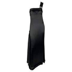 F/W 2007 Valentino Garavani Crystal Rhinestone Black Silk Single Shoulder Gown