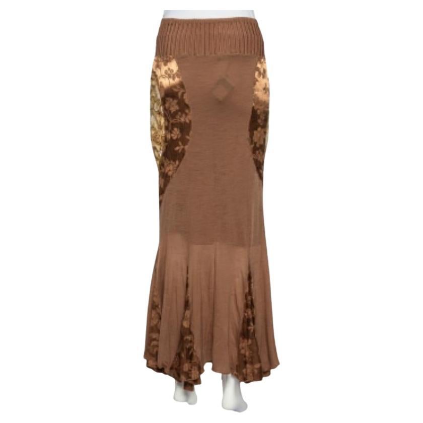 Class by Roberto Cavalli Brown Wool Knit Paneled Skirt M