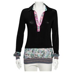 Class by Roberto Cavalli Top de punto negro con paneles de contraste M