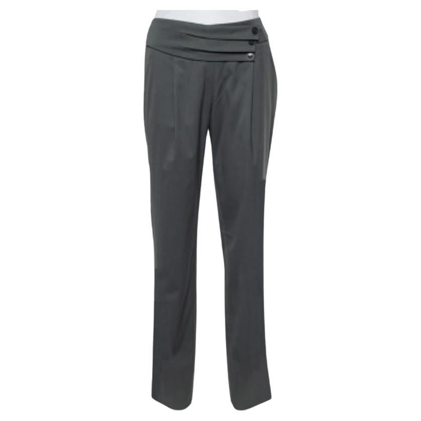 Emporio Armani Grey Wool Pleated Detail Trousers M