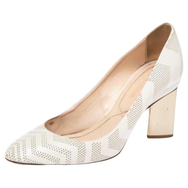 Nicholas Kirkwood White Perforated Leather Briona Prism Pumps Size 36.5