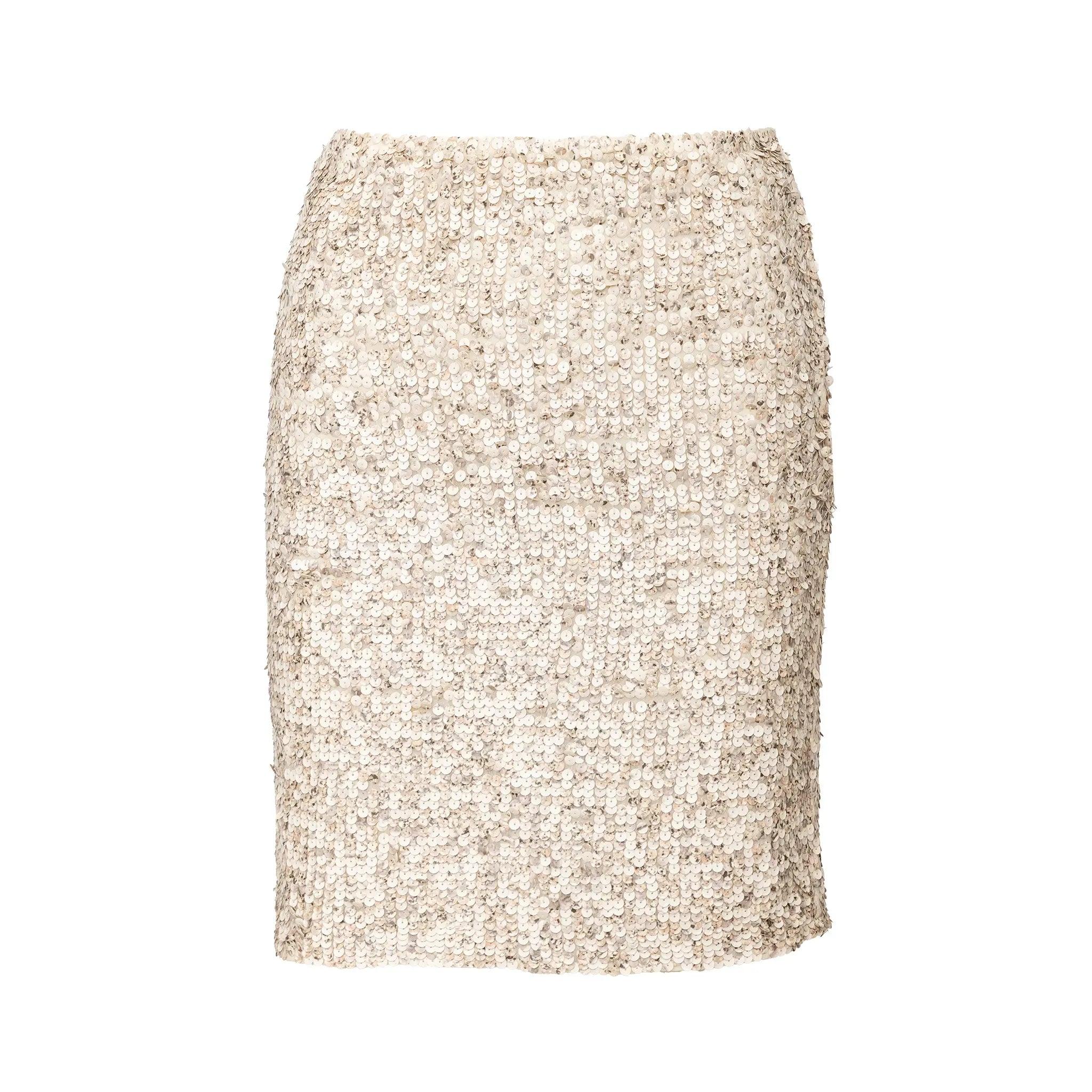 Beige Set gonna e camicia con paillettes Cerruti 1881 - anni '90 in vendita