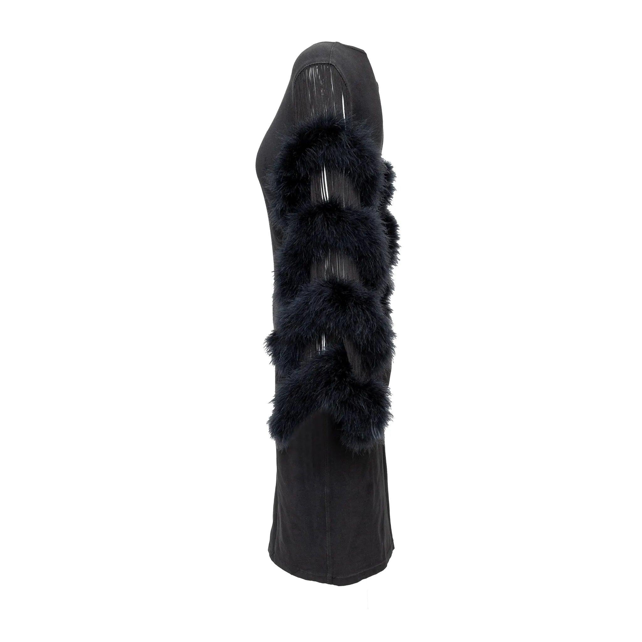 Jean Paul Gaultier - Robe à manches en fourrure et franges - années 90 en vente 2