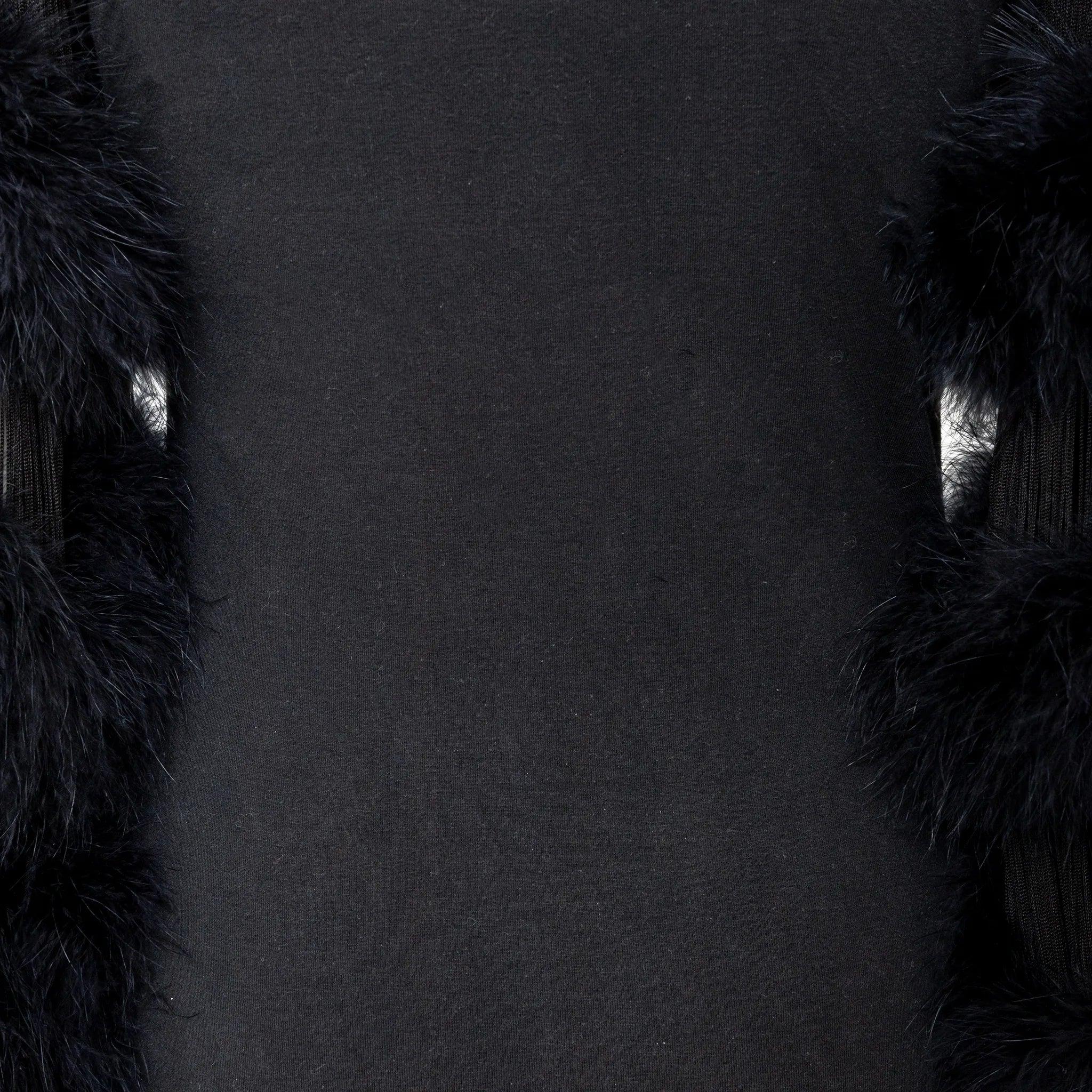 Noir Jean Paul Gaultier - Robe à manches en fourrure et franges - années 90 en vente