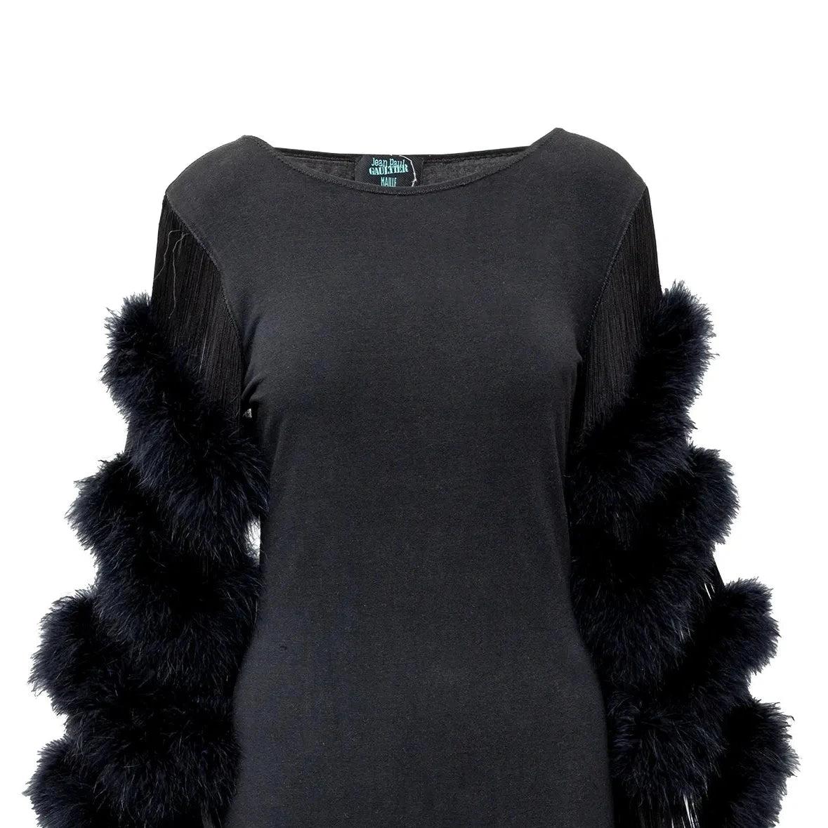 Jean Paul Gaultier - Robe à manches en fourrure et franges - années 90 en vente 4