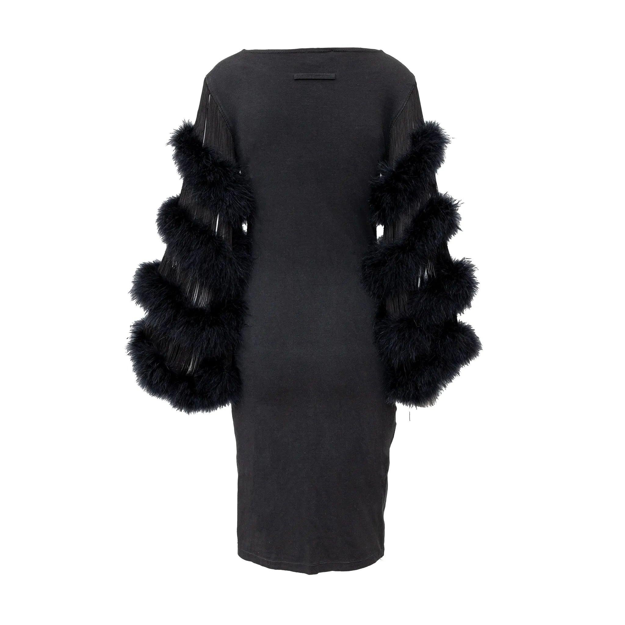 Jean Paul Gaultier - Robe à manches en fourrure et franges - années 90 en vente 3