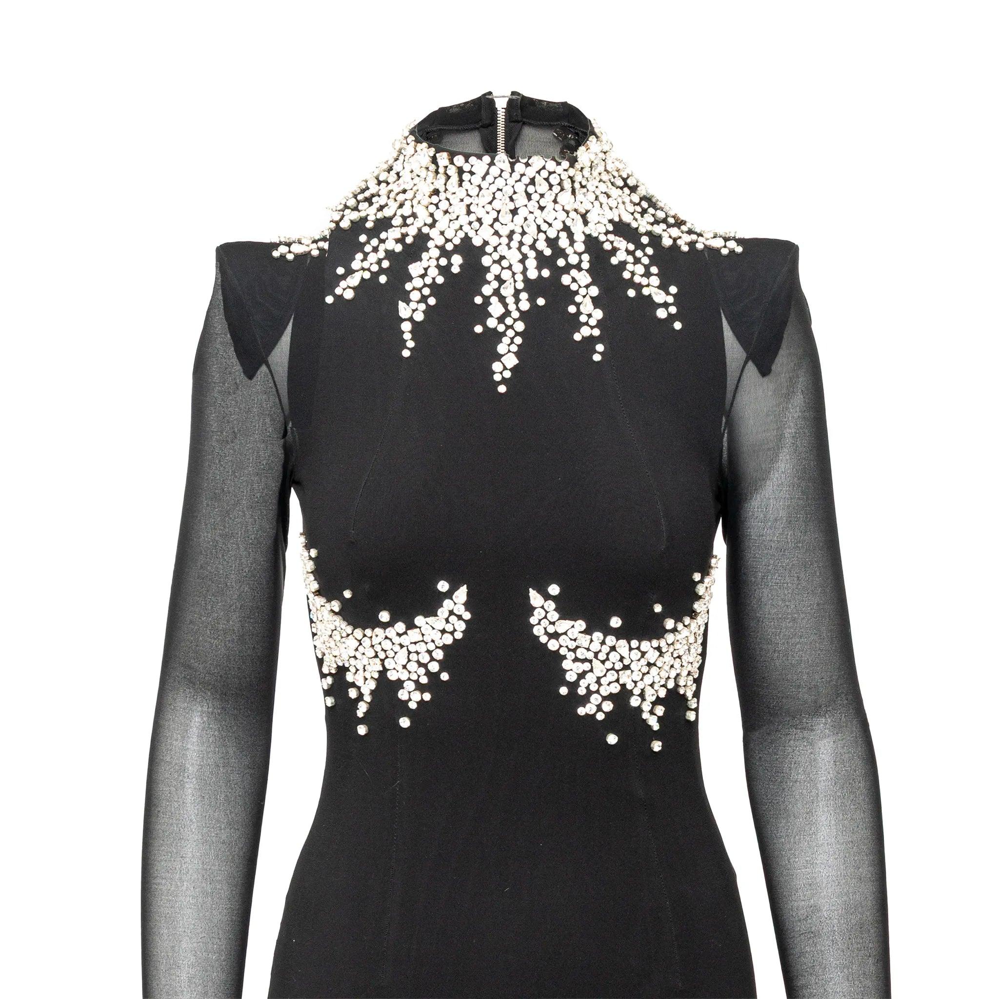 Frankie Morello Kristallverziertes Kleid - '00s (Schwarz) im Angebot