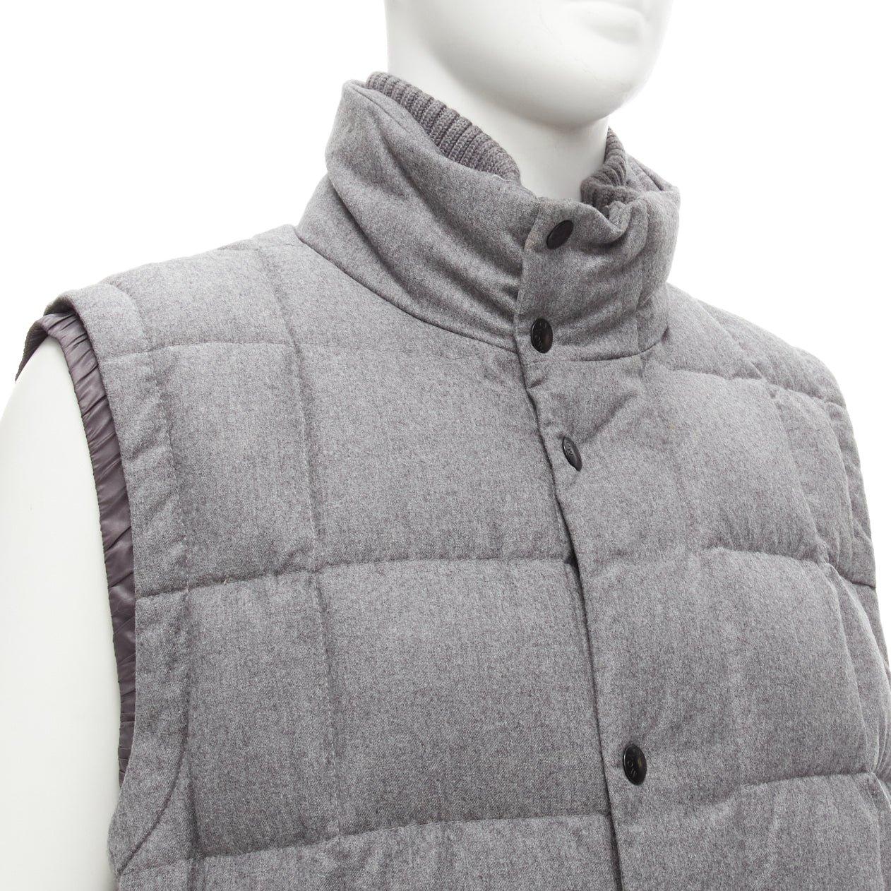 MONCLER Norme Afnor G32-003 grau Wolle gesteppt Puffer Weste Jacke Sz.6 XXL im Angebot 2