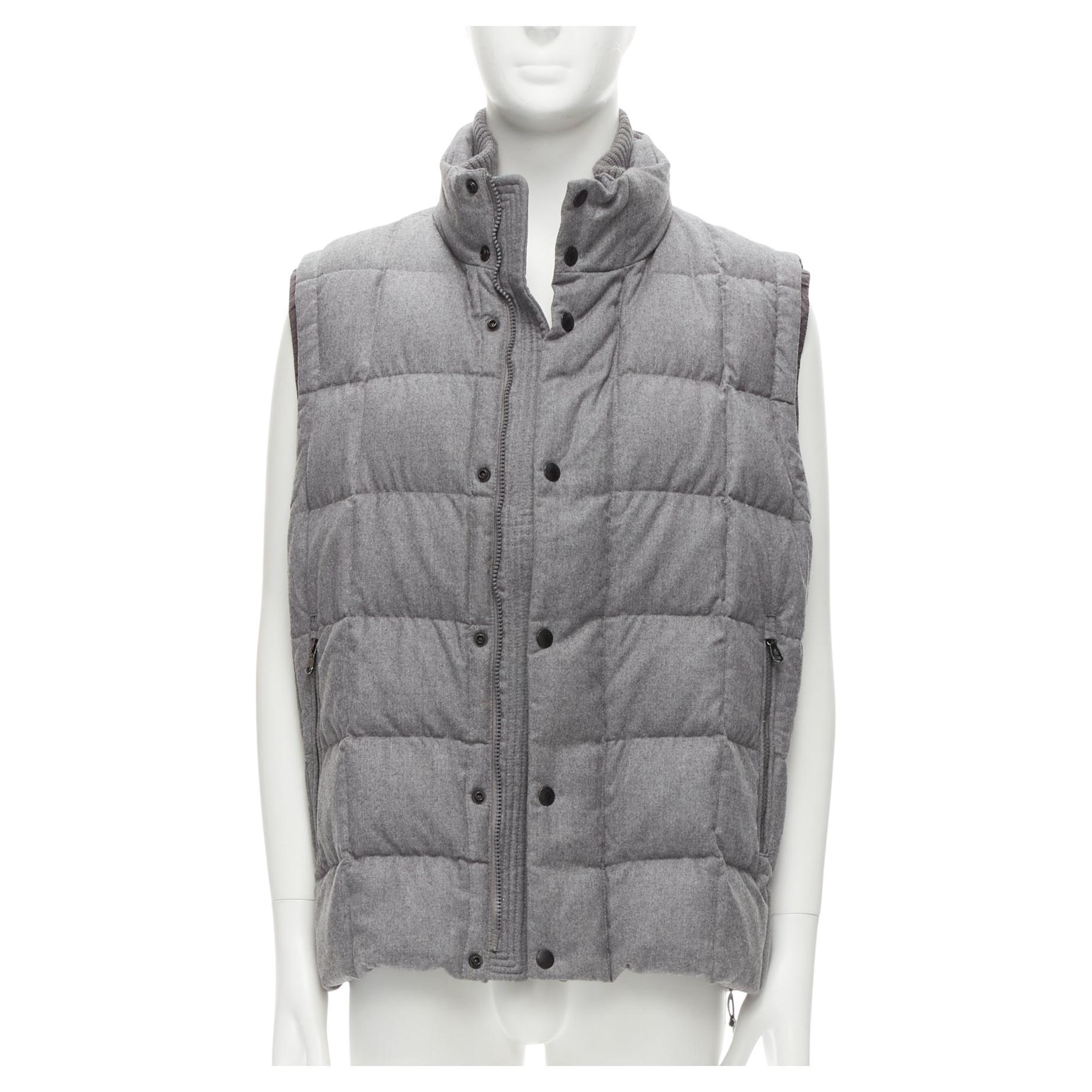 MONCLER Norme Afnor G32-003 grau Wolle gesteppt Puffer Weste Jacke Sz.6 XXL im Angebot
