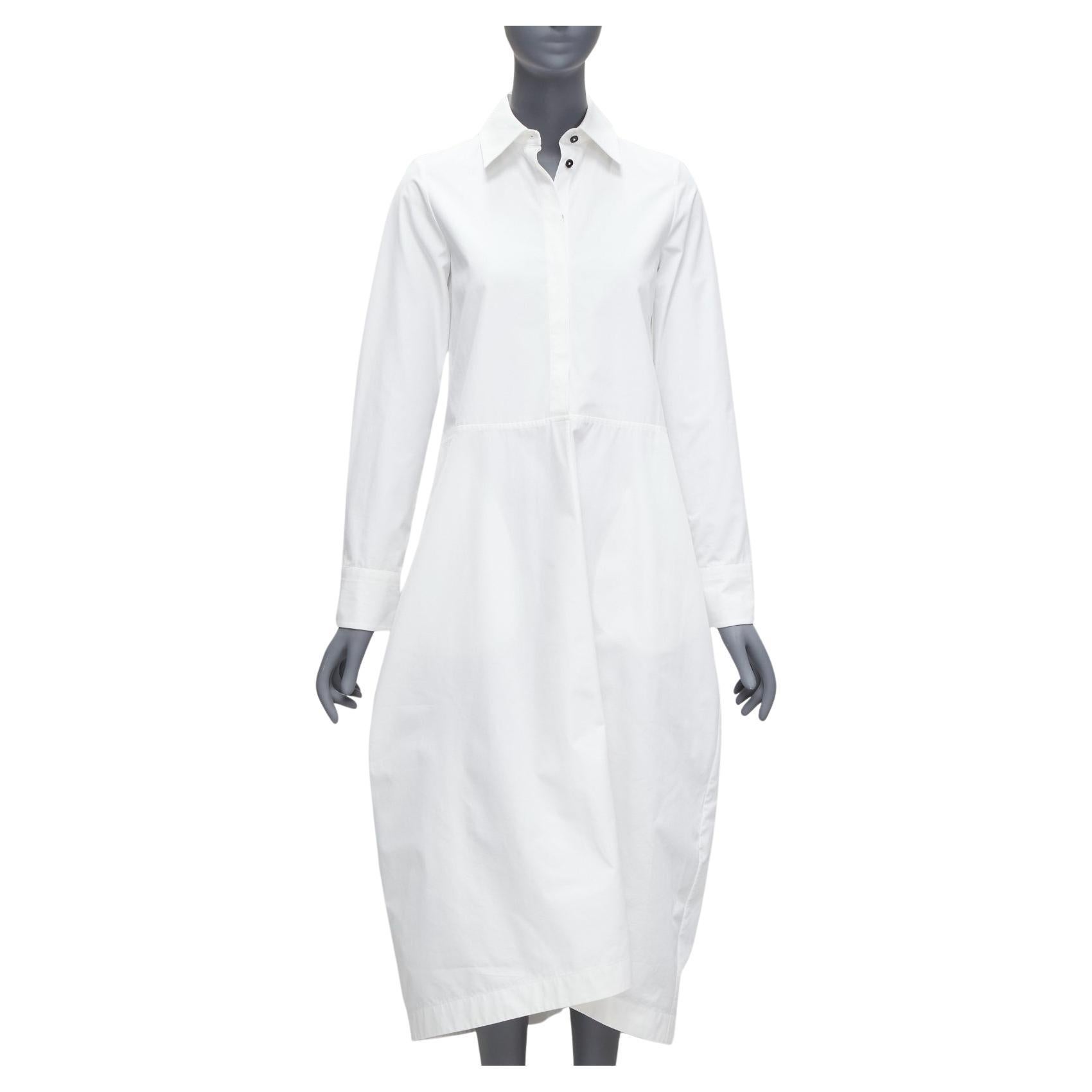JIL SANDER 2022 vestido camisero minimalista blanco con tapeta oculta FR30 XXS