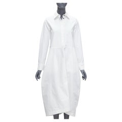 JIL SANDER 2022 white hidden placket minimal boxy shirt dress FR30 XXS