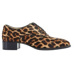 CHRISTIAN LOUBOUTIN Zazou leopard print calfksin point toe laced brogue EU36