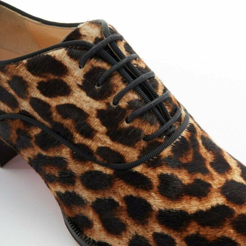 CHRISTIAN LOUBOUTIN Zazou leopard print calfksin point toe laced brogue EU36 For Sale 2