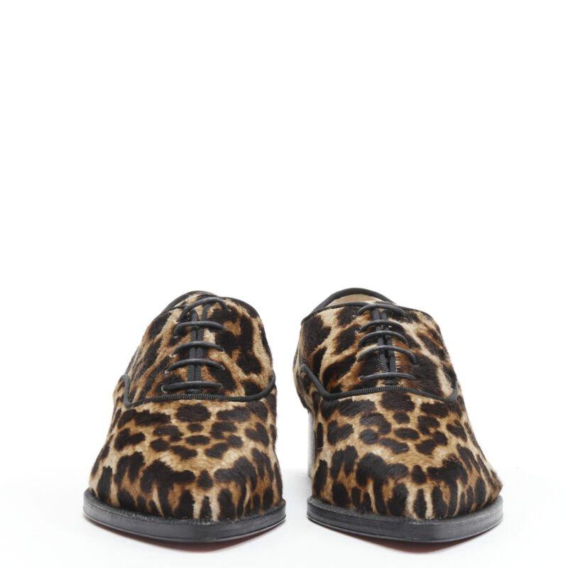 CHRISTIAN LOUBOUTIN Zazou Pony marrón estampado leopardo oxford brogue EU35 Negro en venta
