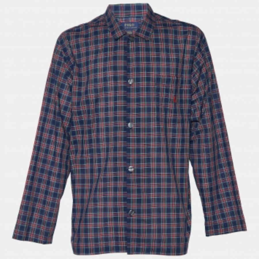 Polo Ralph Lauren Camisa de dormir de algodón a cuadros multicolor L
