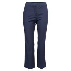 Valentino Navy Blue Cotton Straight Leg Ankle Length Pants S