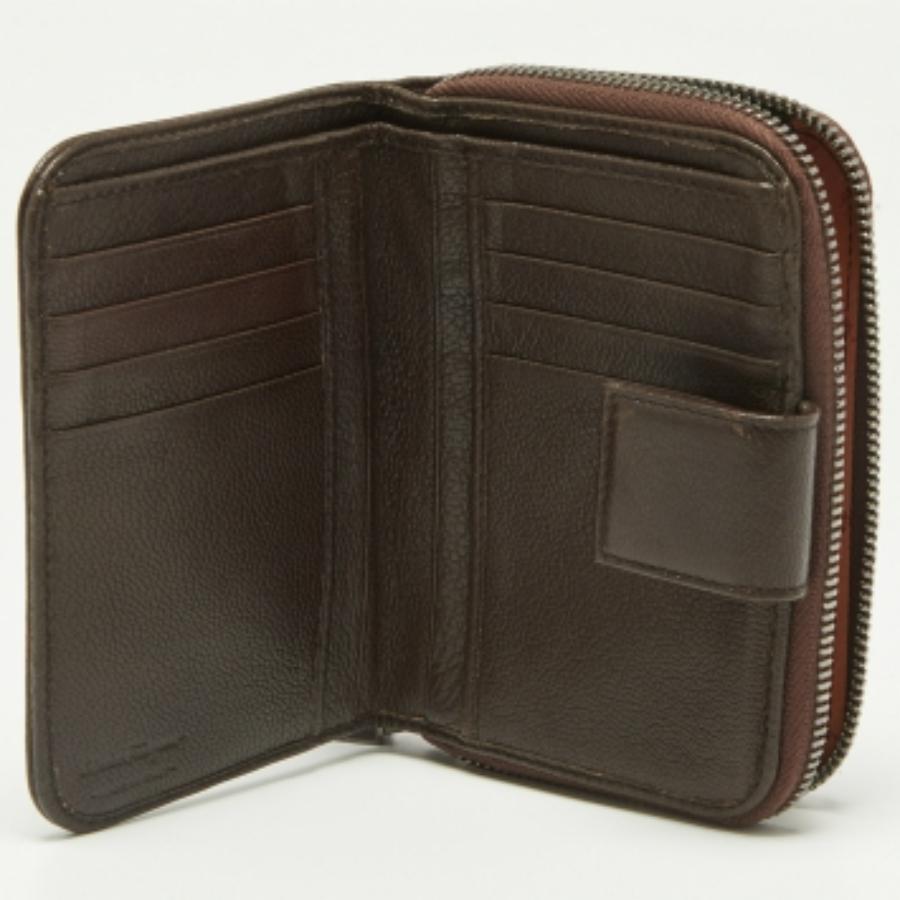 Portafoglio compatto con zip in pelle marrone scuro di Salvatore Ferragamo in vendita 4