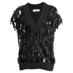 Valentino Black Sequin Embellished Wool Sweater Vest S
