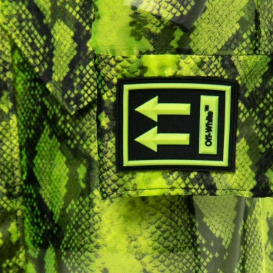 Off-White Green Python Print Tulle Button Front Belted Coat S For Sale 3