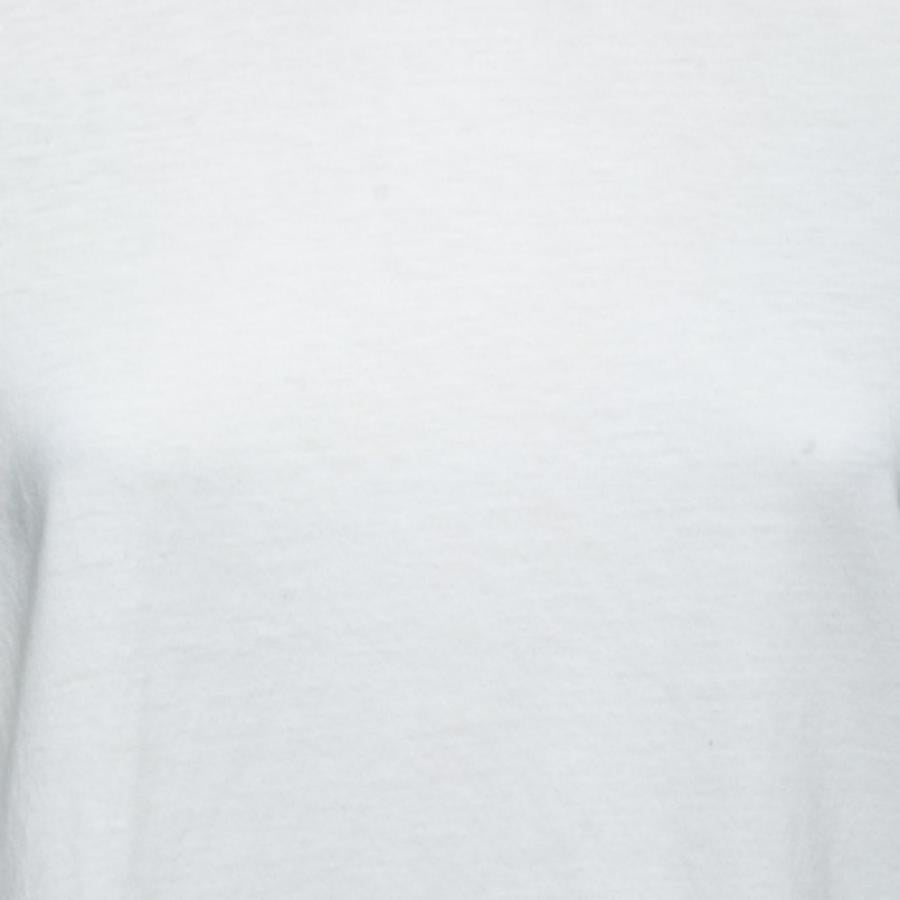 Valentino T-shirt à col rond imprimé logo en coton blanc XS Bon état - En vente à Dubai, Al Qouz 2