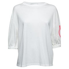 Valentino Maglietta in cotone bianco con logo a V e scollo rotondo XS