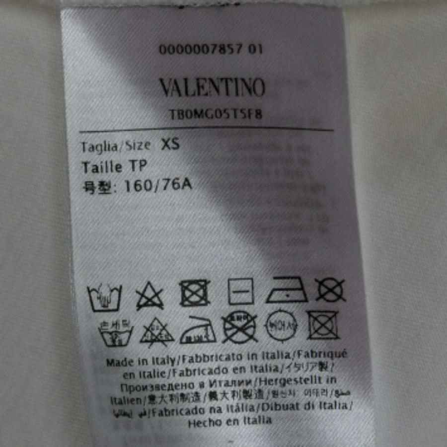 Valentino T-shirt à col rond imprimé logo en coton blanc XS en vente 1