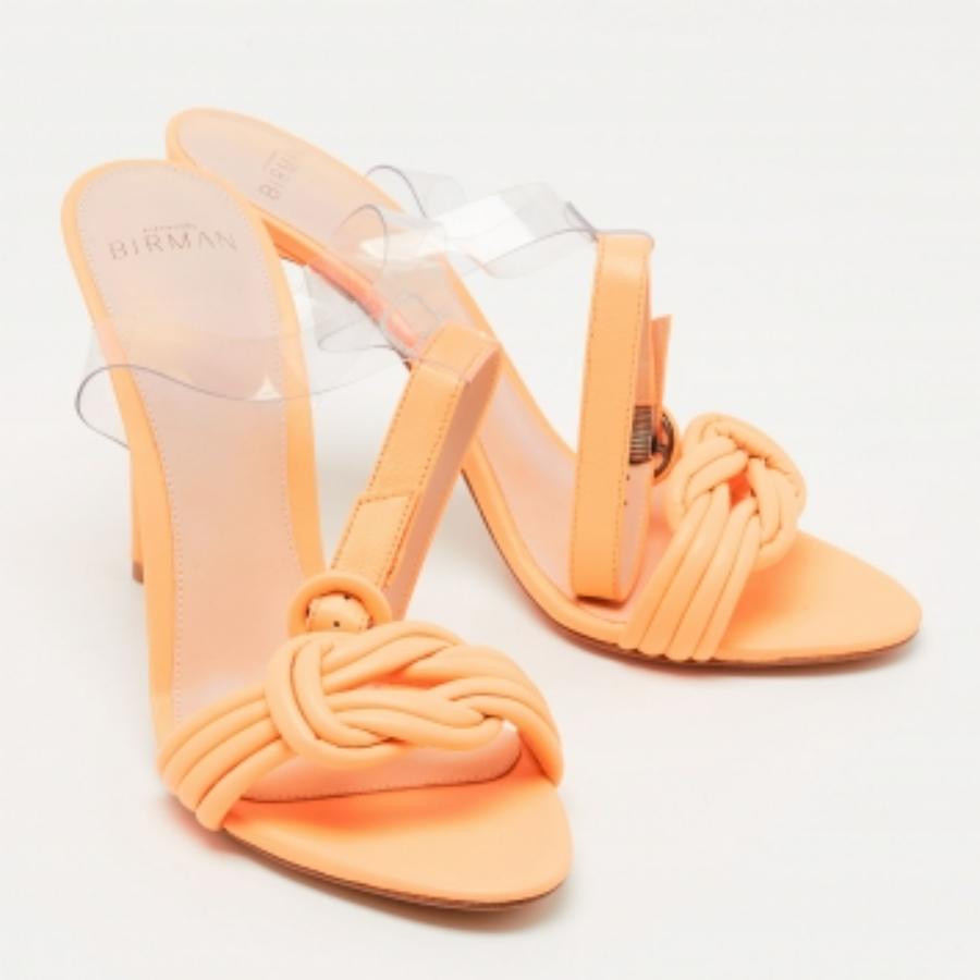 Alexandre Birman - Sandales à lanières à la cheville en cuir orange, taille 39 en vente 1
