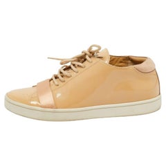 Giuseppe Zanotti Beige Patent Leather Low Top Sneakers Size 37