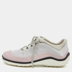 Miu Rosa/Grau Satin und Stoff Low Top Turnschuhe Größe 36