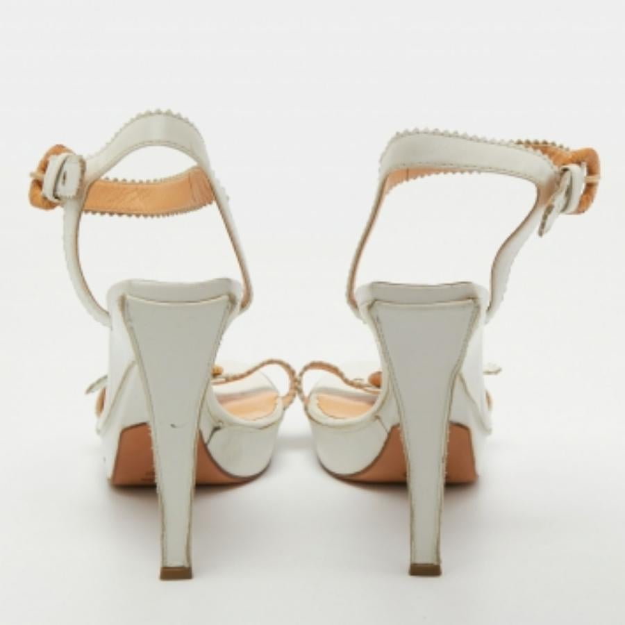 Sergio Rossi - Sandales à plateforme à boucles en cuir blanc, taille 38 Pour femmes en vente