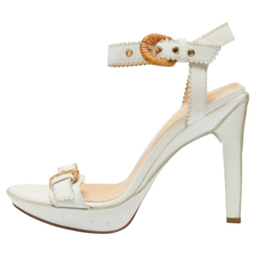 Sergio Rossi - Sandales à plateforme à boucles en cuir blanc, taille 38