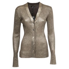 Louis Vuitton Gold Rippenstrick beschichtet  Strickjacke aus Wolle S
