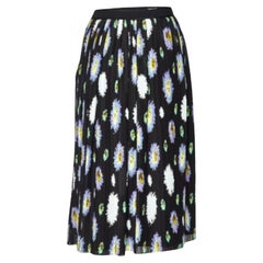 Kenzo Black Floral Printed Crepe Midi Skirt M