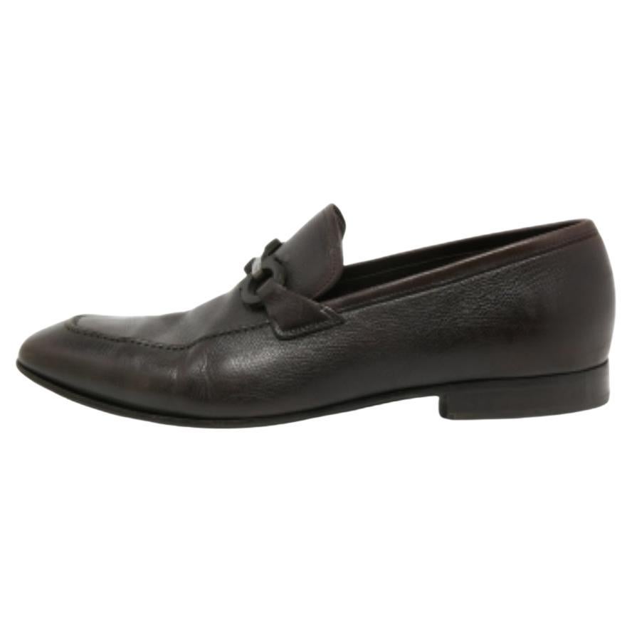 Salvatore Ferragamo Dunkel Brown Leder Gancini Bit Loafers Größe 44.5