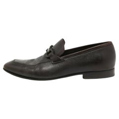 Salvatore Ferragamo Dunkel Brown Leder Gancini Bit Loafers Größe 44.5