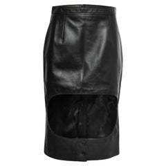 Burberry Black Leather Cut Out Pencil Skirt S